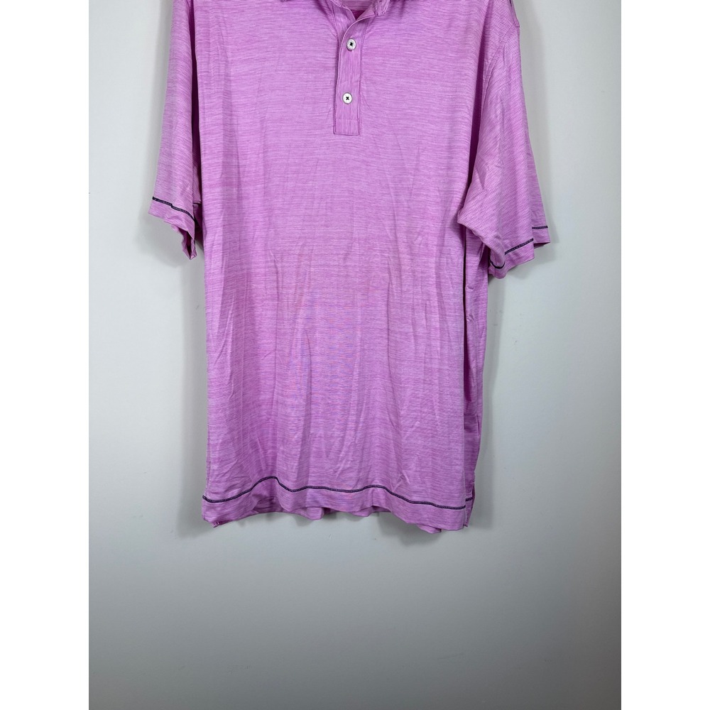 FootJoy Golf Polo Shirt Pink Striped Short Sleeve Performance Men Size Large‎ - Picture 5 of 8